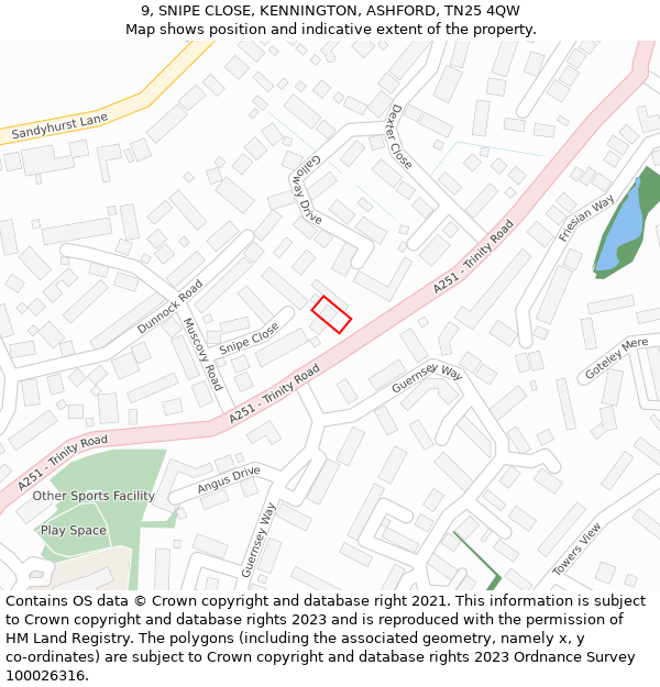 9, SNIPE CLOSE, KENNINGTON, ASHFORD, TN25 4QW: Location map and indicative extent of plot