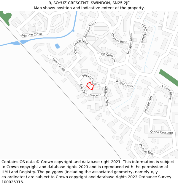 9, SOYUZ CRESCENT, SWINDON, SN25 2JE: Location map and indicative extent of plot