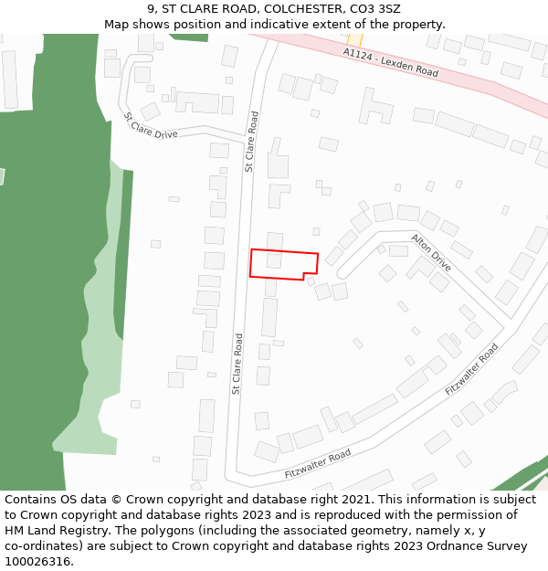 9, ST CLARE ROAD, COLCHESTER, CO3 3SZ: Location map and indicative extent of plot
