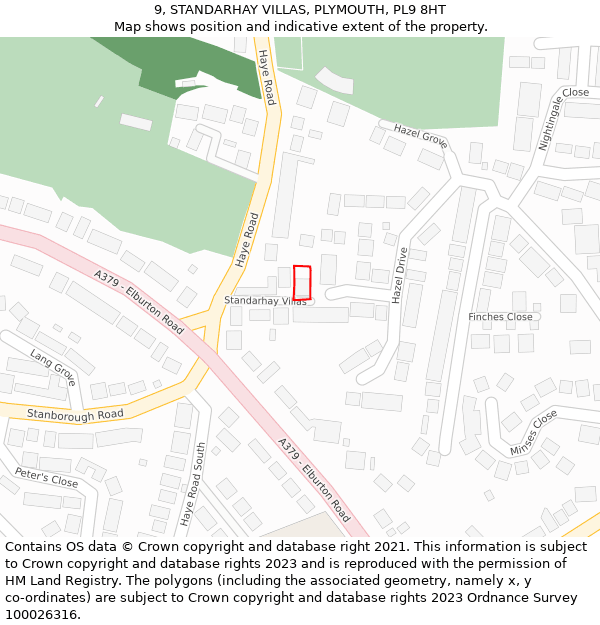 9, STANDARHAY VILLAS, PLYMOUTH, PL9 8HT: Location map and indicative extent of plot