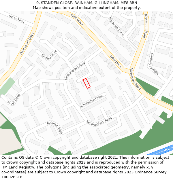 9, STANDEN CLOSE, RAINHAM, GILLINGHAM, ME8 8RN: Location map and indicative extent of plot