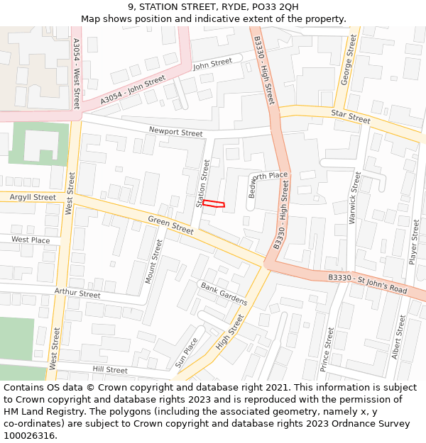 9, STATION STREET, RYDE, PO33 2QH: Location map and indicative extent of plot