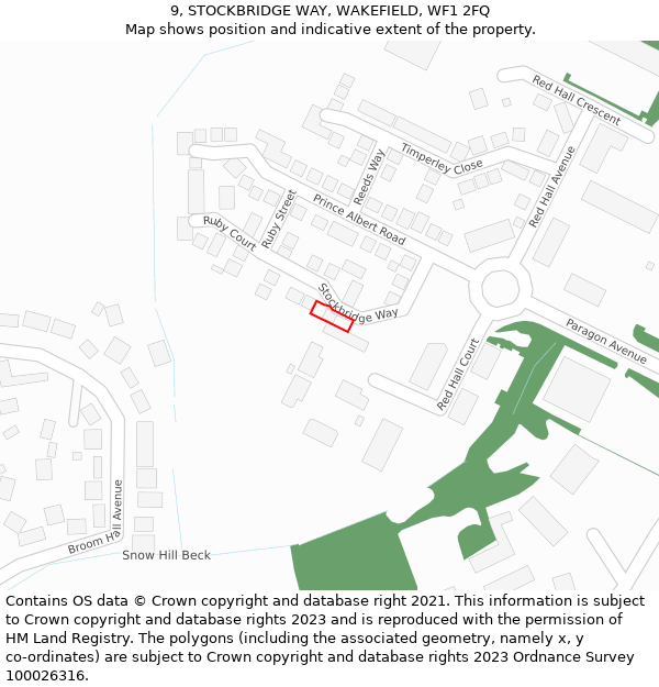 9, STOCKBRIDGE WAY, WAKEFIELD, WF1 2FQ: Location map and indicative extent of plot