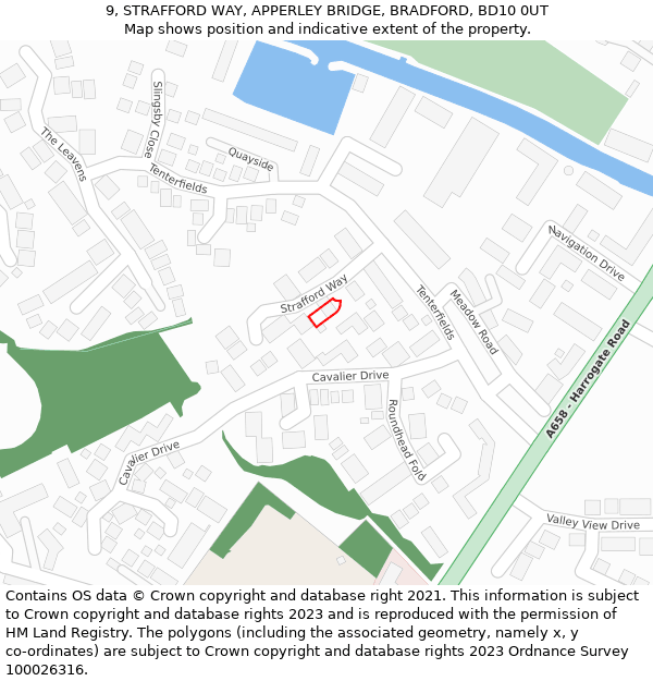 9, STRAFFORD WAY, APPERLEY BRIDGE, BRADFORD, BD10 0UT: Location map and indicative extent of plot