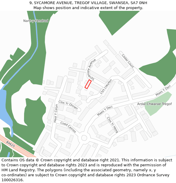 9, SYCAMORE AVENUE, TREGOF VILLAGE, SWANSEA, SA7 0NH: Location map and indicative extent of plot