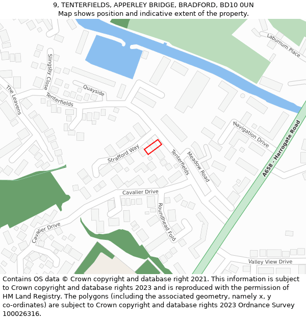 9, TENTERFIELDS, APPERLEY BRIDGE, BRADFORD, BD10 0UN: Location map and indicative extent of plot
