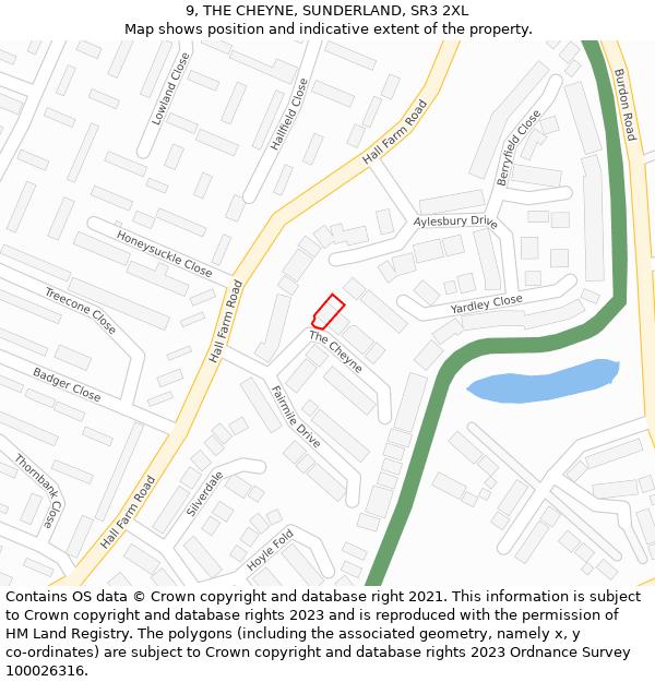 9, THE CHEYNE, SUNDERLAND, SR3 2XL: Location map and indicative extent of plot