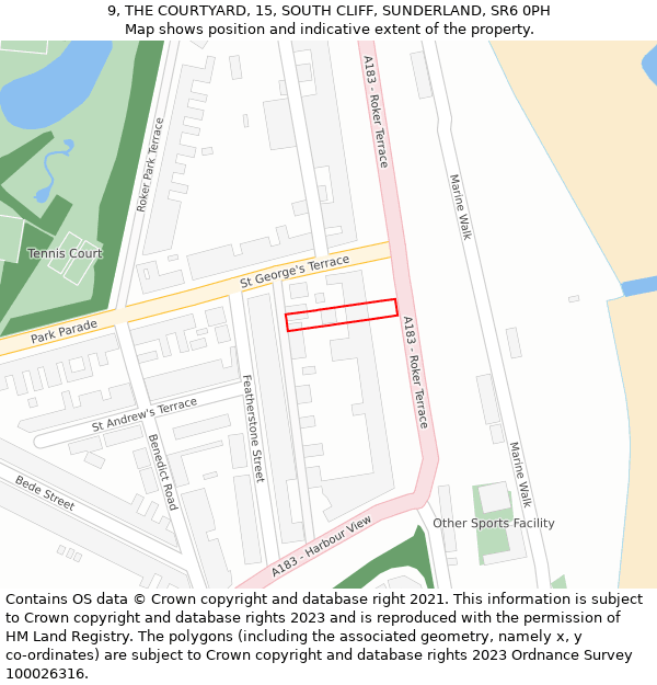 9, THE COURTYARD, 15, SOUTH CLIFF, SUNDERLAND, SR6 0PH: Location map and indicative extent of plot