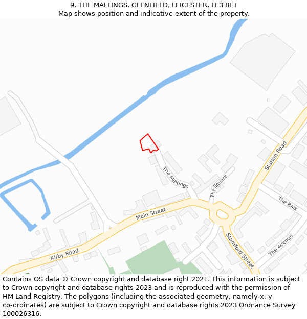 9, THE MALTINGS, GLENFIELD, LEICESTER, LE3 8ET: Location map and indicative extent of plot