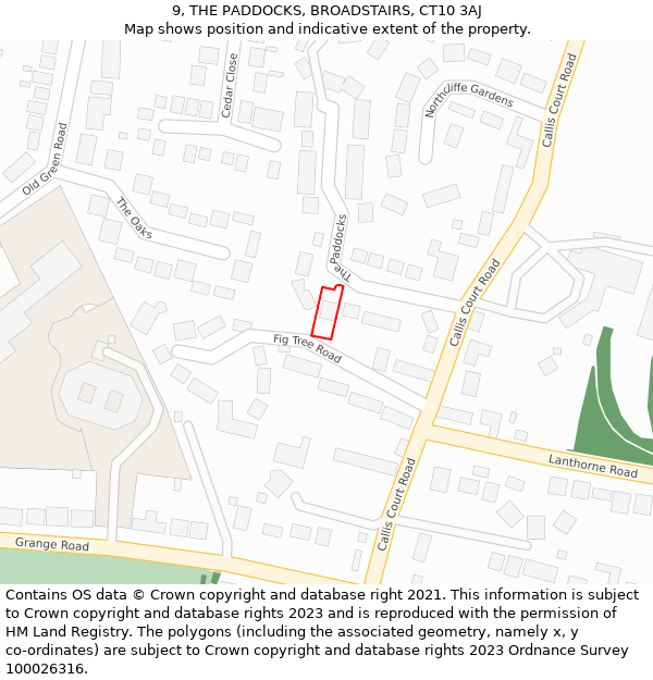 9, THE PADDOCKS, BROADSTAIRS, CT10 3AJ: Location map and indicative extent of plot