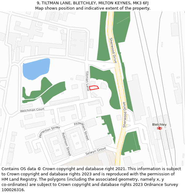 9, TILTMAN LANE, BLETCHLEY, MILTON KEYNES, MK3 6FJ: Location map and indicative extent of plot