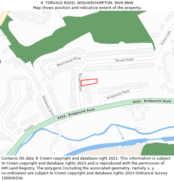 9, TORVALE ROAD, WOLVERHAMPTON, WV6 8NW: Location map and indicative extent of plot