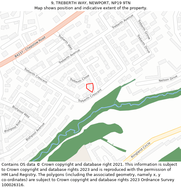 9, TREBERTH WAY, NEWPORT, NP19 9TN: Location map and indicative extent of plot