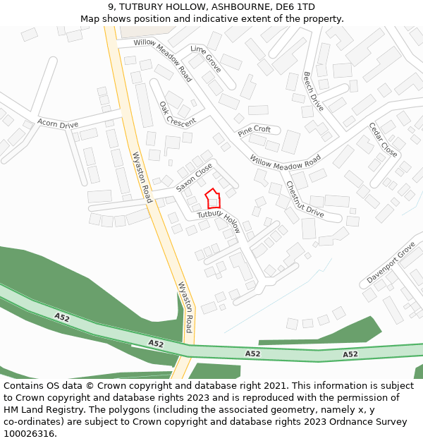 9, TUTBURY HOLLOW, ASHBOURNE, DE6 1TD: Location map and indicative extent of plot