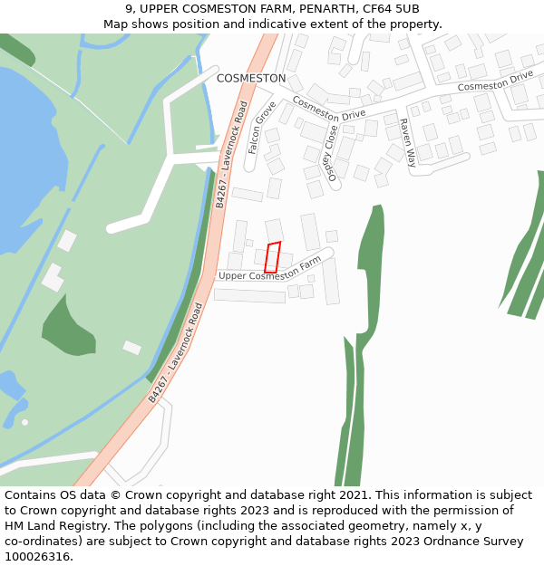 9, UPPER COSMESTON FARM, PENARTH, CF64 5UB: Location map and indicative extent of plot