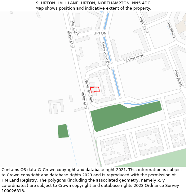 9, UPTON HALL LANE, UPTON, NORTHAMPTON, NN5 4DG: Location map and indicative extent of plot