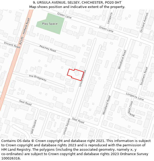 9, URSULA AVENUE, SELSEY, CHICHESTER, PO20 0HT: Location map and indicative extent of plot