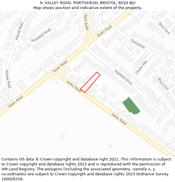 9, VALLEY ROAD, PORTISHEAD, BRISTOL, BS20 8JU: Location map and indicative extent of plot