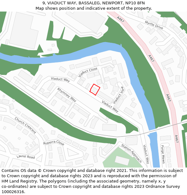9, VIADUCT WAY, BASSALEG, NEWPORT, NP10 8FN: Location map and indicative extent of plot