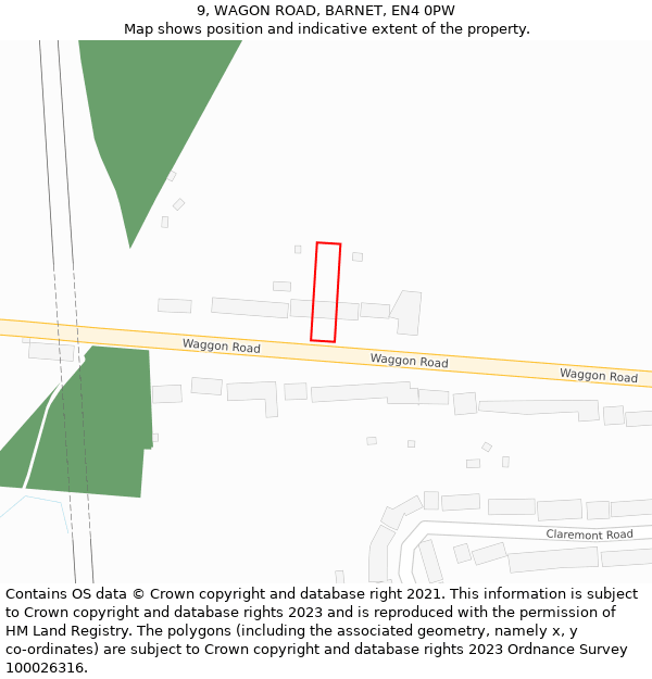 9, WAGON ROAD, BARNET, EN4 0PW: Location map and indicative extent of plot