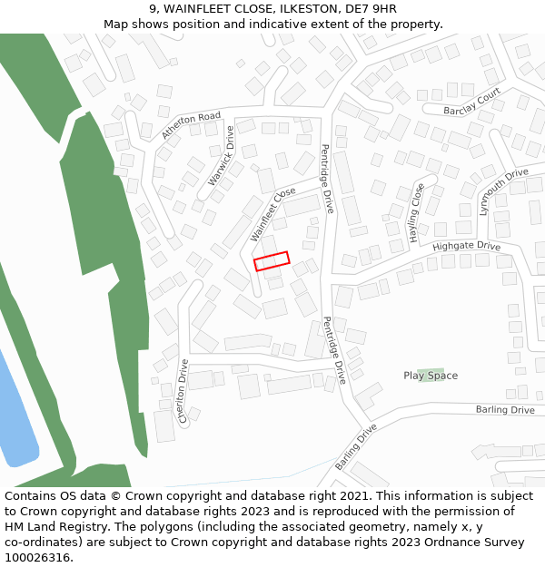 9, WAINFLEET CLOSE, ILKESTON, DE7 9HR: Location map and indicative extent of plot
