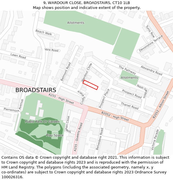 9, WARDOUR CLOSE, BROADSTAIRS, CT10 1LB: Location map and indicative extent of plot