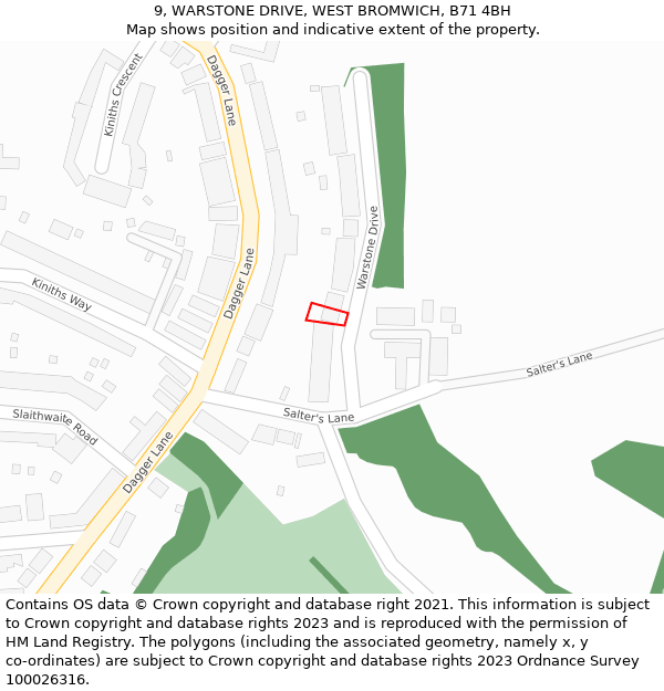 9, WARSTONE DRIVE, WEST BROMWICH, B71 4BH: Location map and indicative extent of plot