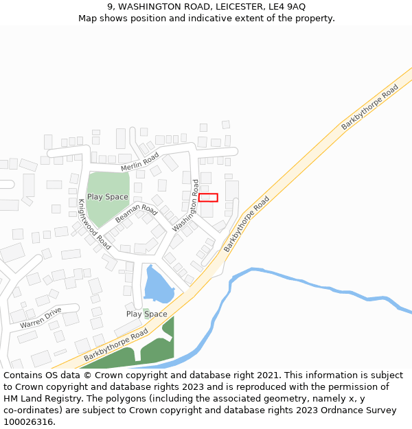 9, WASHINGTON ROAD, LEICESTER, LE4 9AQ: Location map and indicative extent of plot