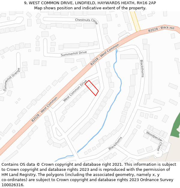 9, WEST COMMON DRIVE, LINDFIELD, HAYWARDS HEATH, RH16 2AP: Location map and indicative extent of plot