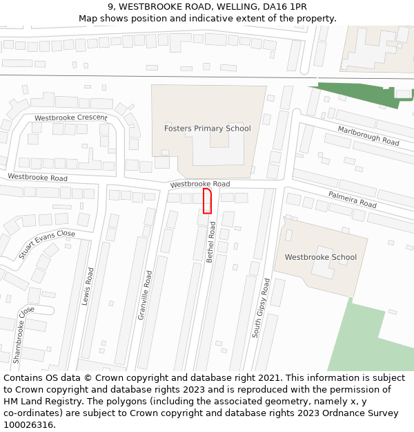 9, WESTBROOKE ROAD, WELLING, DA16 1PR: Location map and indicative extent of plot
