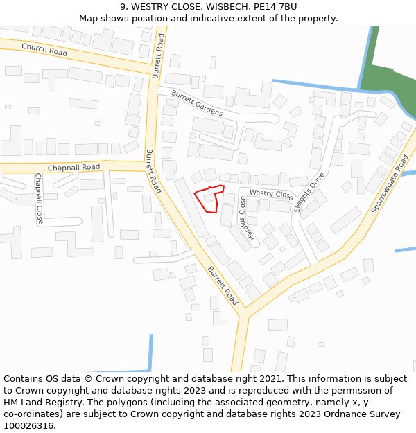 9, WESTRY CLOSE, WISBECH, PE14 7BU: Location map and indicative extent of plot