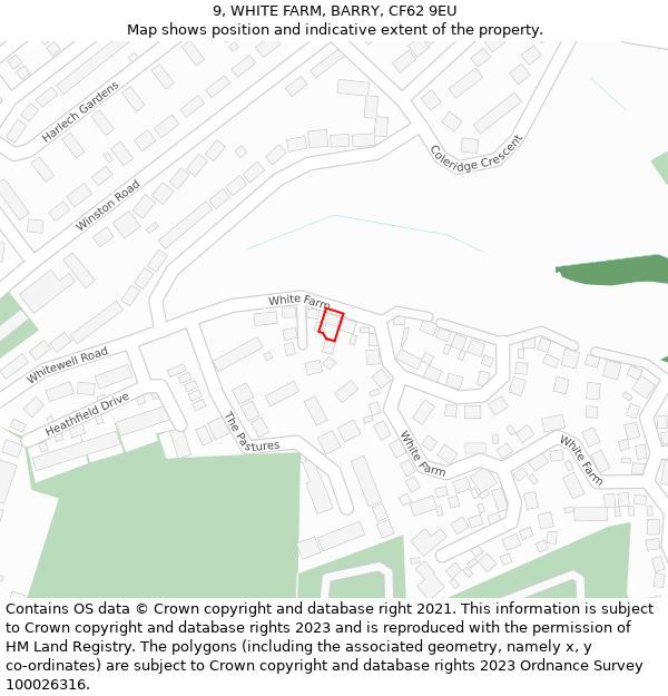 9, WHITE FARM, BARRY, CF62 9EU: Location map and indicative extent of plot