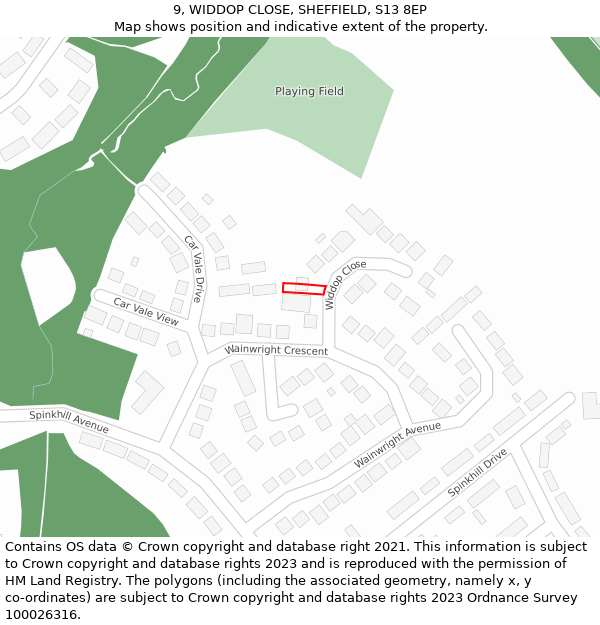 9, WIDDOP CLOSE, SHEFFIELD, S13 8EP: Location map and indicative extent of plot