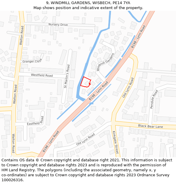 9, WINDMILL GARDENS, WISBECH, PE14 7YA: Location map and indicative extent of plot