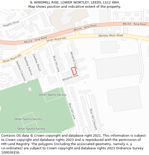 9, WINDMILL RISE, LOWER WORTLEY, LEEDS, LS12 4WA: Location map and indicative extent of plot