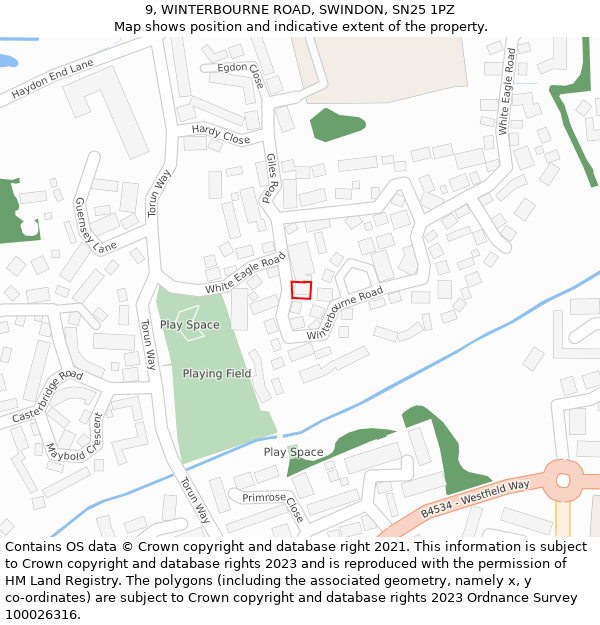 9, WINTERBOURNE ROAD, SWINDON, SN25 1PZ: Location map and indicative extent of plot