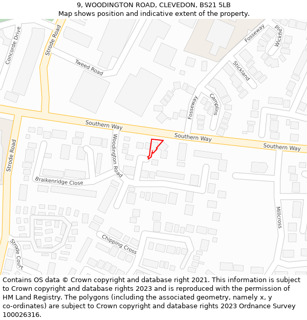 9, WOODINGTON ROAD, CLEVEDON, BS21 5LB: Location map and indicative extent of plot