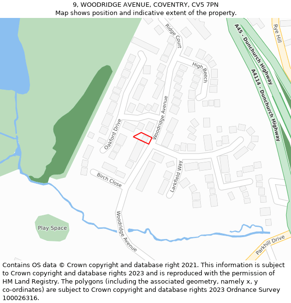 9, WOODRIDGE AVENUE, COVENTRY, CV5 7PN: Location map and indicative extent of plot