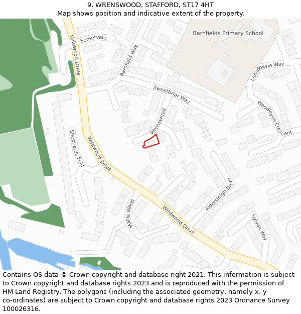 9, WRENSWOOD, STAFFORD, ST17 4HT: Location map and indicative extent of plot