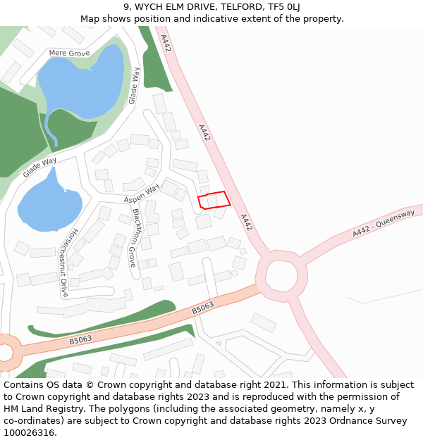 9, WYCH ELM DRIVE, TELFORD, TF5 0LJ: Location map and indicative extent of plot