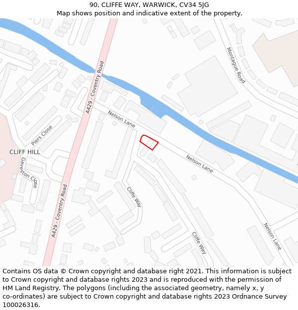 90, CLIFFE WAY, WARWICK, CV34 5JG: Location map and indicative extent of plot