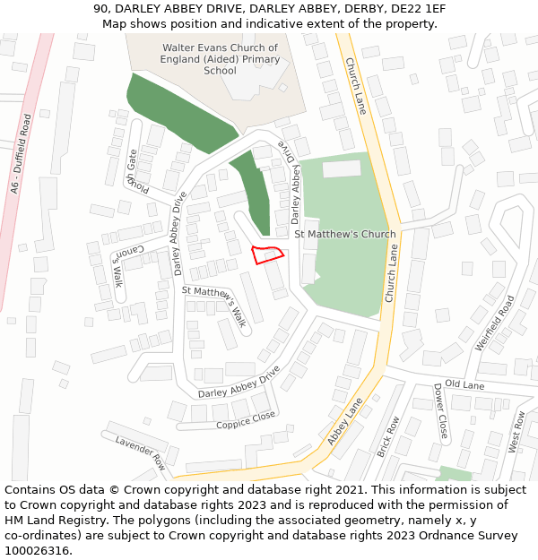 90, DARLEY ABBEY DRIVE, DARLEY ABBEY, DERBY, DE22 1EF: Location map and indicative extent of plot