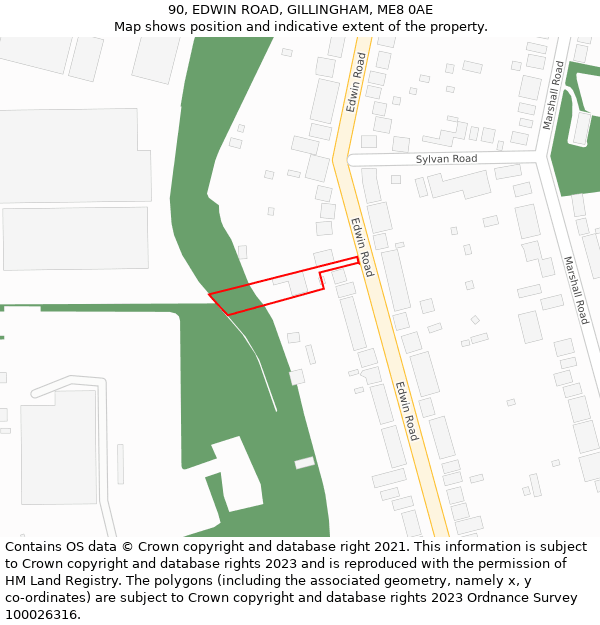 90, EDWIN ROAD, GILLINGHAM, ME8 0AE: Location map and indicative extent of plot