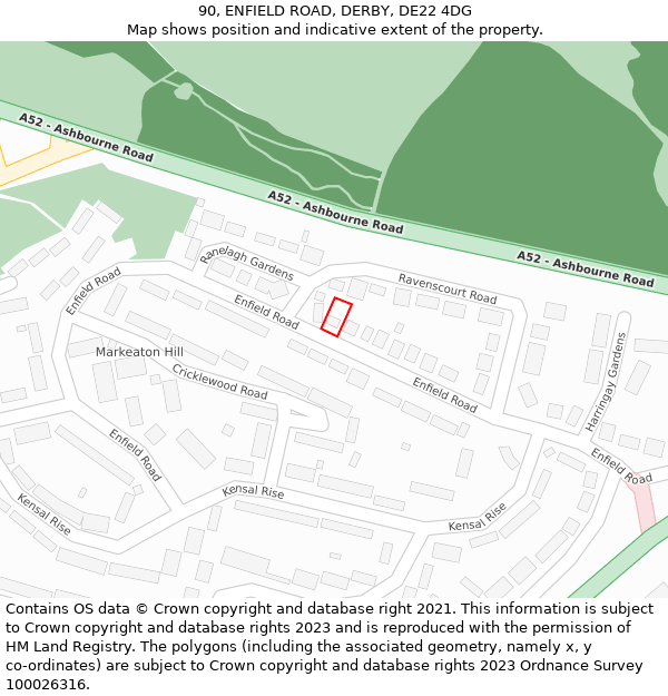 90, ENFIELD ROAD, DERBY, DE22 4DG: Location map and indicative extent of plot