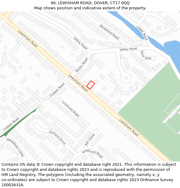 90, LEWISHAM ROAD, DOVER, CT17 0QQ: Location map and indicative extent of plot