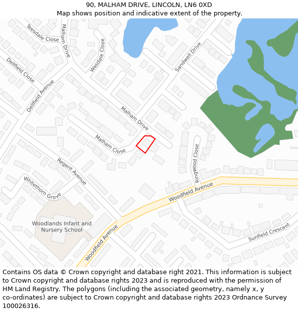 90, MALHAM DRIVE, LINCOLN, LN6 0XD: Location map and indicative extent of plot