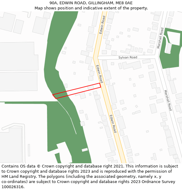 90A, EDWIN ROAD, GILLINGHAM, ME8 0AE: Location map and indicative extent of plot