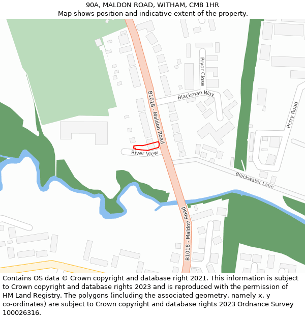 90A, MALDON ROAD, WITHAM, CM8 1HR: Location map and indicative extent of plot