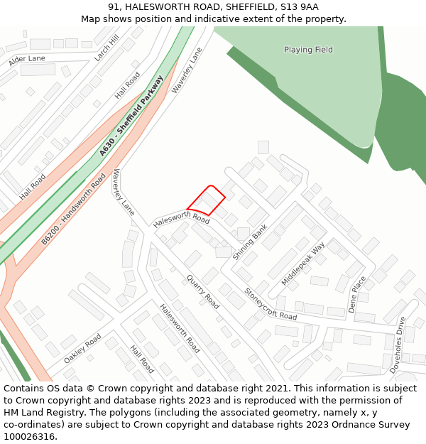 91, HALESWORTH ROAD, SHEFFIELD, S13 9AA: Location map and indicative extent of plot