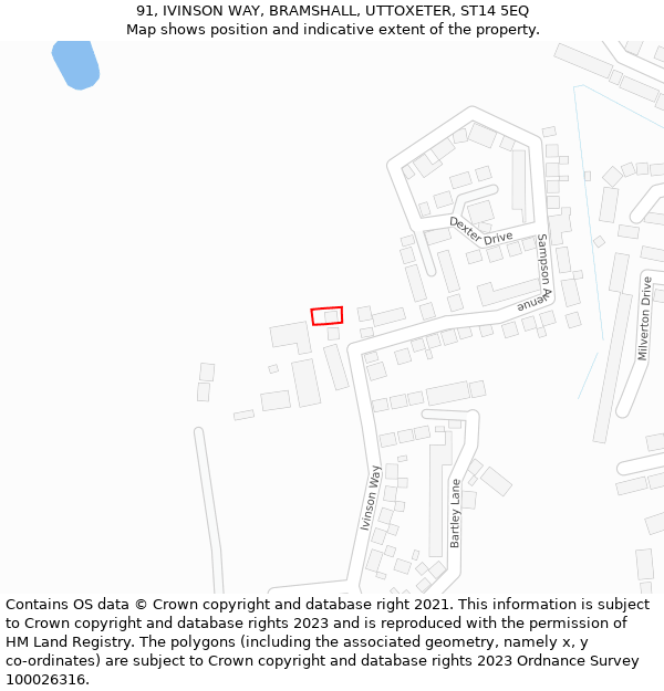 91, IVINSON WAY, BRAMSHALL, UTTOXETER, ST14 5EQ: Location map and indicative extent of plot